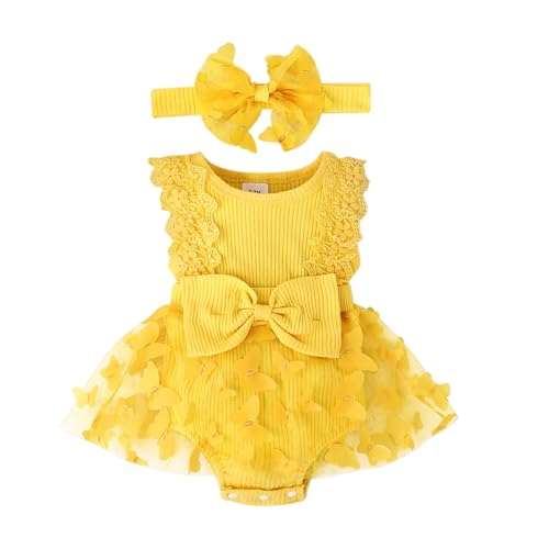 Image of FOCICI Baby Girl Summer Clothes Cute Newborn Girl Outfits Sleeveless Lace One Piece Romper + Headband 2pcs Set 0-12 Months