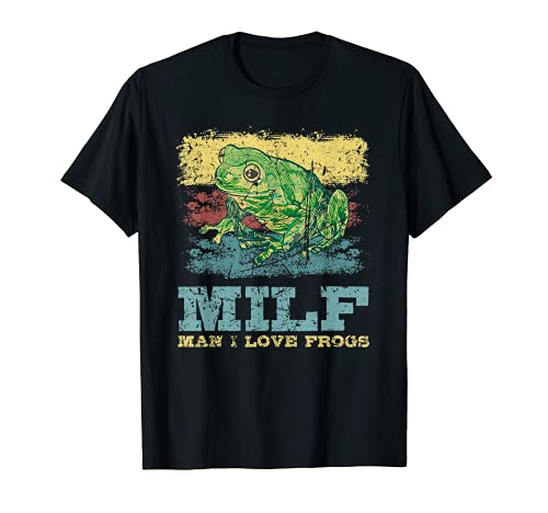 Man I Love Frogs Retro Vintage M.I.L.F. Frog Lovers Camiseta