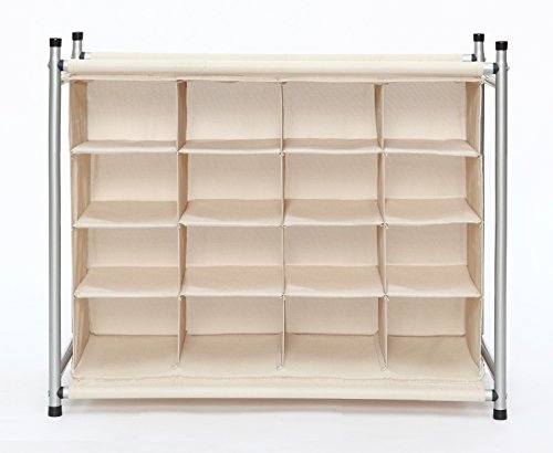 STORAGE MANIAC 16-Cube Stackable Shoe Rack Organizer, Free Standing Shoe Storage Cub