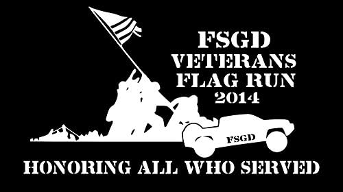 FSGD Veterans Flag Run Sticker 9" x 5" (White)