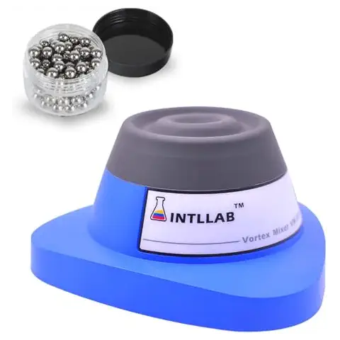 INTLLAB Mini Vortex Mixer with Touch Function, Lab Mixing, Nail Polish,Eyelash Adhesives and Acrylic Paints Mixing, Lab Vortexer for Tubes,Include 120 pcs Stainless Steel Mixing Balls Cover