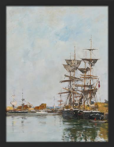 SIGNWIN Framed Watercolor Classic Retro 1800s Ship Wall Art, Landscape Wall Decor Prints, Nature Wilderness Wall D?cor for Living Room, Bedroom - 11'x14' Black