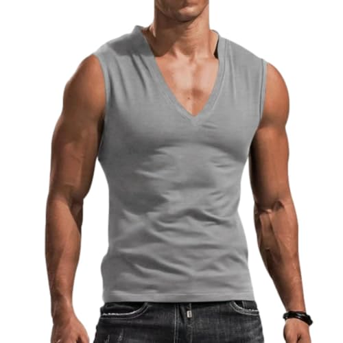 Men's Tank Top Sweating Breathable Muscle Shirts Lightweight Fashion Casual Running Shirt Outdoor Exercise Sleeveless Sportshirt N-Light Grey 3XL