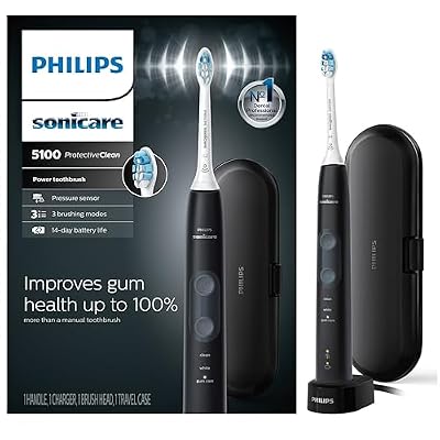 Philips Sonicare ProtectiveClean 5100 Electric Rechargeable Electric Power Toothbrush, Gum Health, Frustration Free Packaging, White, HX6857/32