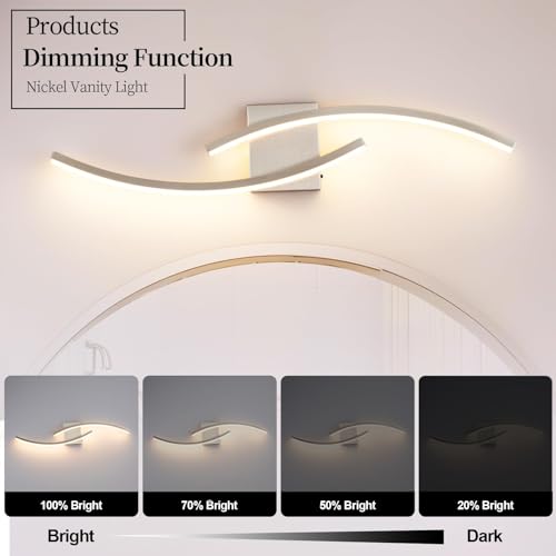 Image of 31.5 inch Modern Bathroom Vanity Light Brushed Nickel Lights Fixtures Dimmable 5CCT Led Bathroom Light Fixture Over Mirror Modern Wall lamp for Cabinet Hallway