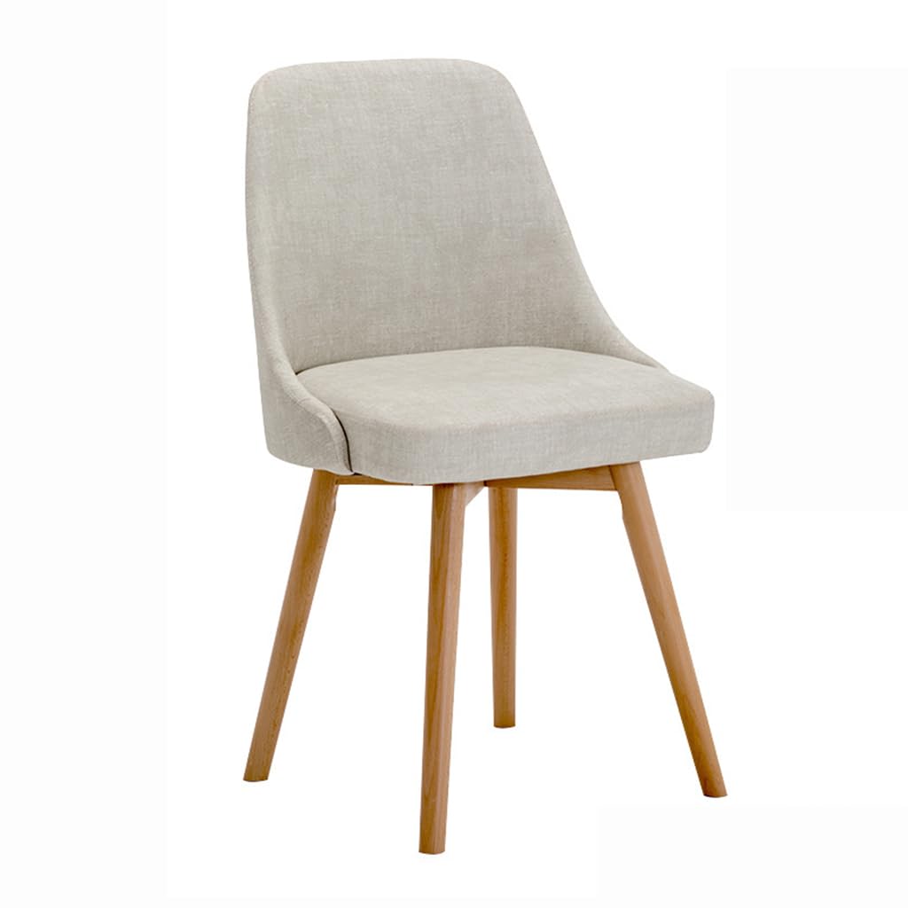 Chaise de salle à manger en tissu de technologie beige avec dossier et pieds bois