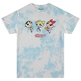 Herren Powerpuff Klassisches Shirt – Powerpuff Mädchen Kurzarm T-Shirt – Blossom Bubble and Buttercup Mojo JoJo T-Shirt, Hellblaue Waschung, XL