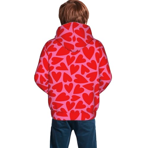 Red Love Heart Kid Hoodies Boys Sweatshirts Girls Pullover with Pocket4