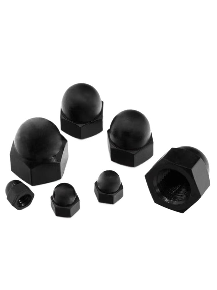 Gummi-Rohrabdeckung, Sechskant-Vollmutter, 50 Stück, M3, M4, M5, M6, M8, M10, M12, schwarz/weiß, Kunststoff, Nylon, Kuppel, dekorative Jalousien, sechseckig (schwarz, M12)