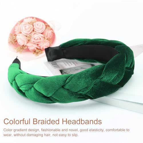 Image of DRESHOW Braided Headbands for Women Velvet Hair Hoop Elastic Criss Cross Hair Bands Accessories