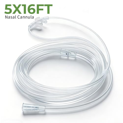 Image of 5 Pack 16Ft Oxygen Nasal Cannula for Adult, Soft Oxygen Tubing, Cannula Nasal Tubing, Kink Resistant, Lightweight Tube