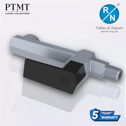 Image of RN PTMT Long Body Bib Cock for Bathroom | 15mm Long Body Foam Flow Water Tap with Flange | Luxury G20 Collection Faucet | High-Grade Engineering Polymer Tap (Metallic Grey Black Dual, Pack of 4)