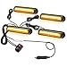 Justech 4PCS COB Lumières Clignotantes Ambre 12V/24V Récupération de Stroboscope Allume le Balisage d'Avertissement de Danger avec Allume-Cigare pour Camion Véhicule Remorque Caravane Tracteur