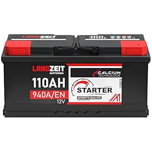 LANGZEIT Autobatterie 110Ah 12V 940A/EN Starterbatterie Batterie ersetzt 100Ah 105Ah