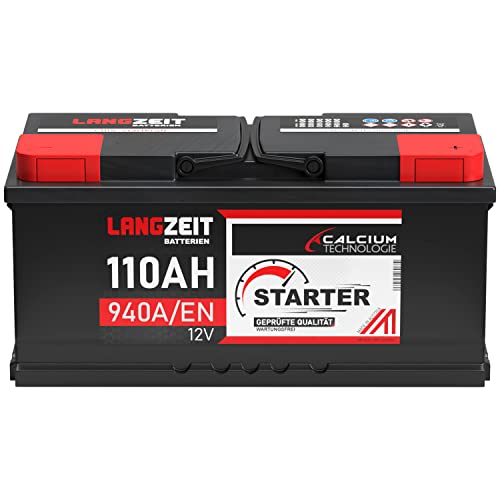 LANGZEIT Autobatterie 110Ah 12V 940A/EN Starterbatterie Batterie ersetzt 100Ah 105Ah