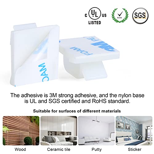 image for XHF 3/4” Adhesive Cable Wire Clips White 60pcs, Cable Staples Outdoo