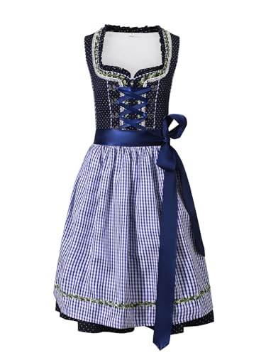 IIBOOYYE Women\'s German Oktoberfest Costumes 3 Piece Dirndl Dresses Blouse for Bavarian Carnival Navy M