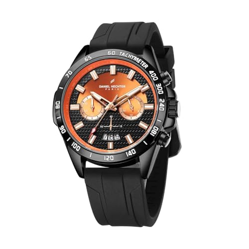 Image of Daniel Hechter Paris Pantheon Collection Pantheon Collection Unique Multifunctional Watch for Men with Textured Round Dial Silicon Strap & Date Indicator-DHM1010