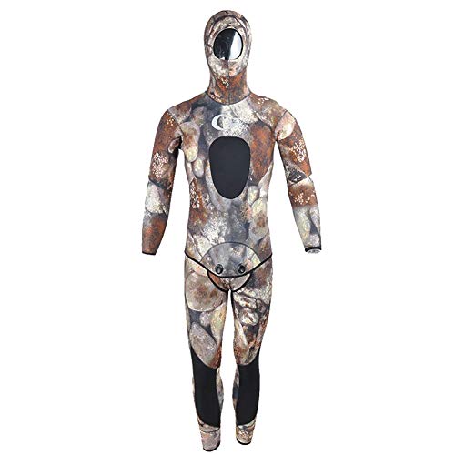 Men Wetsuit 5MM/7MM 2-Piece Neoprene Scuba Wetsuit with Hood Spearfishing and Underwater Hunting Diving Suit for Men Camouflage,7mm,XL