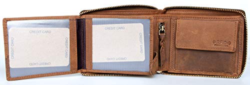 Zip-around Hunter Style Genuine Leather Wallet with Scorpion (metal zipper-around) with Chain - Image 6