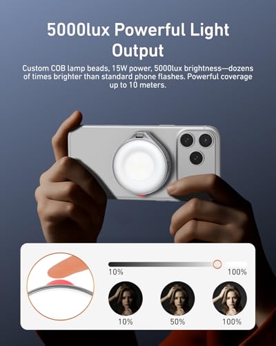 Flash Magnétique pour iPhone Ring Light MagSafe LED Vidéo Android Argent TELESIN - 2