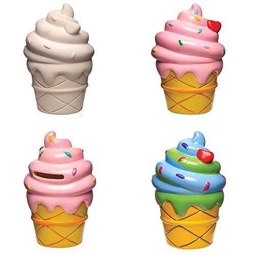 Baker Ross Tirelires crèmes glacées en céramique (boîte de 2) - Jolies tirelires pour enfants.