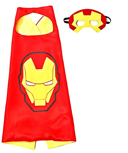 Set Costume Iron Man - Travestimento - Carnevale - Halloween - Uomo di Acciaio - Super eroi - Colore rosso - Maschera - Mantello - Bambino - 3-6 anni - Idea regalo per natale e compleanno