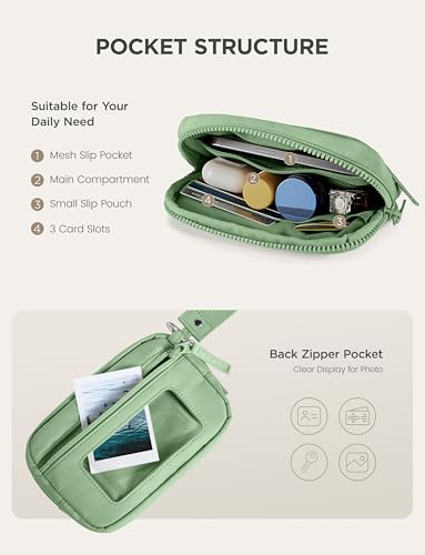 Image of Uselike Womens Wallet Card Holder Purse with Zipper Quilted Phone Wallet RFID Blocking Small Wristlet Wallets for Everyday, Travel (Green)