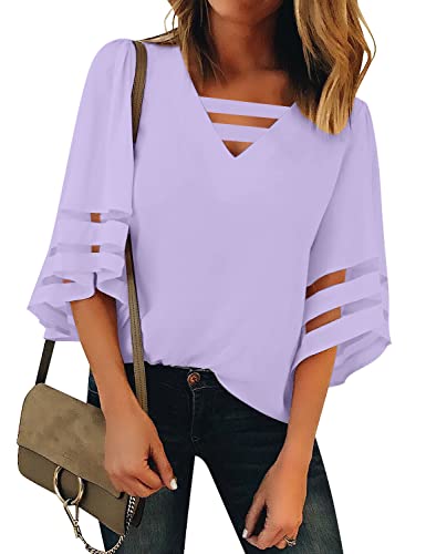 LookbookStore Womens Summer Tops Outfits for Work Dressy Blouses in Lavender Size Small Size 4 6