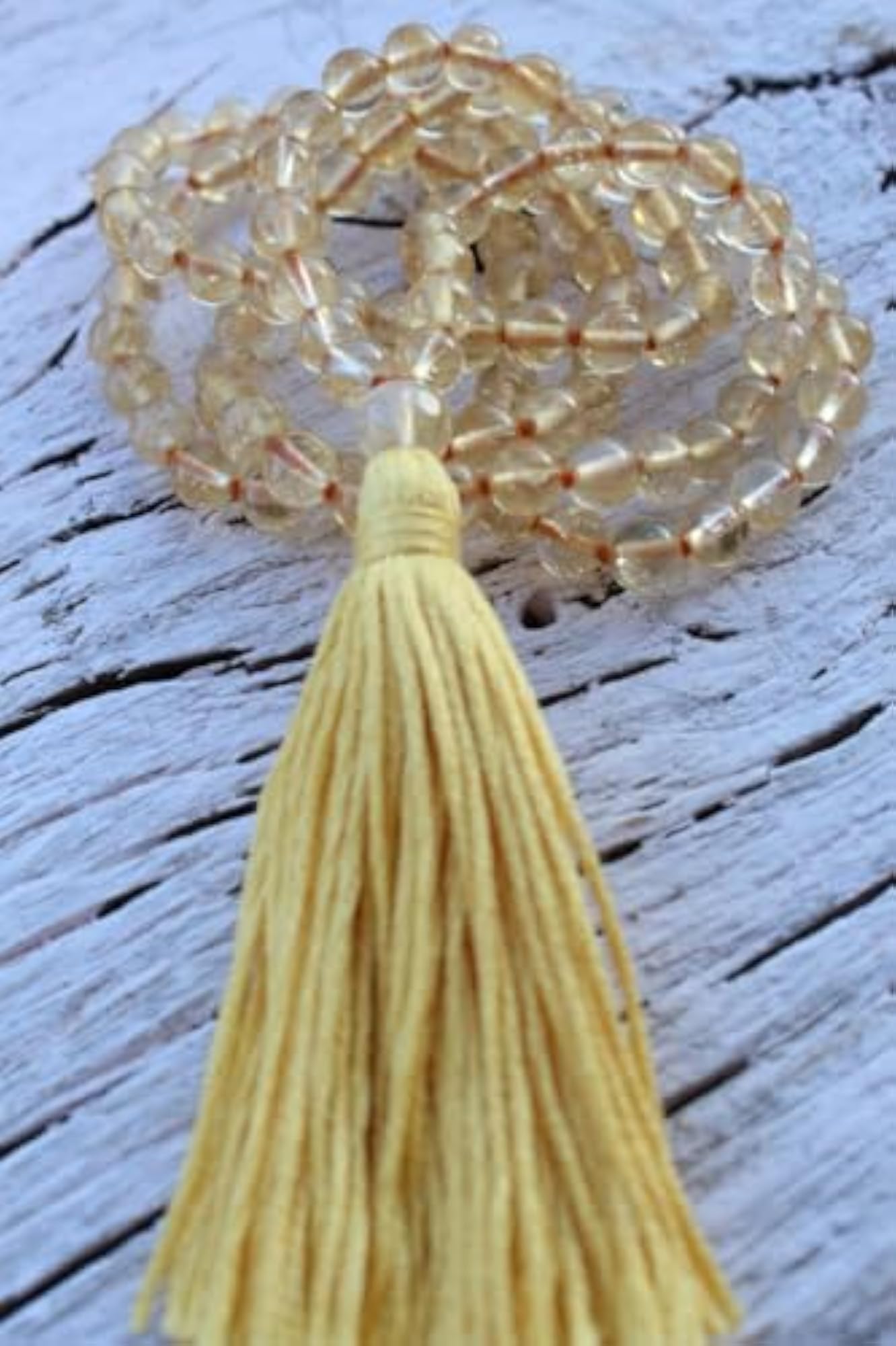 Natural Citrine 6MM Beaded Handmade Prayer Mala Necklace