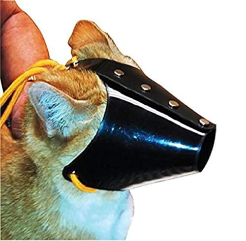 Image of JorVet Cat Muzzle -Small Size | Durable Black Plastic with Adjustable Drawstring | Secure Fit for Small Cats & Brachycephalic Breeds | Veterinary-Quality Restraint for Grooming & Exams