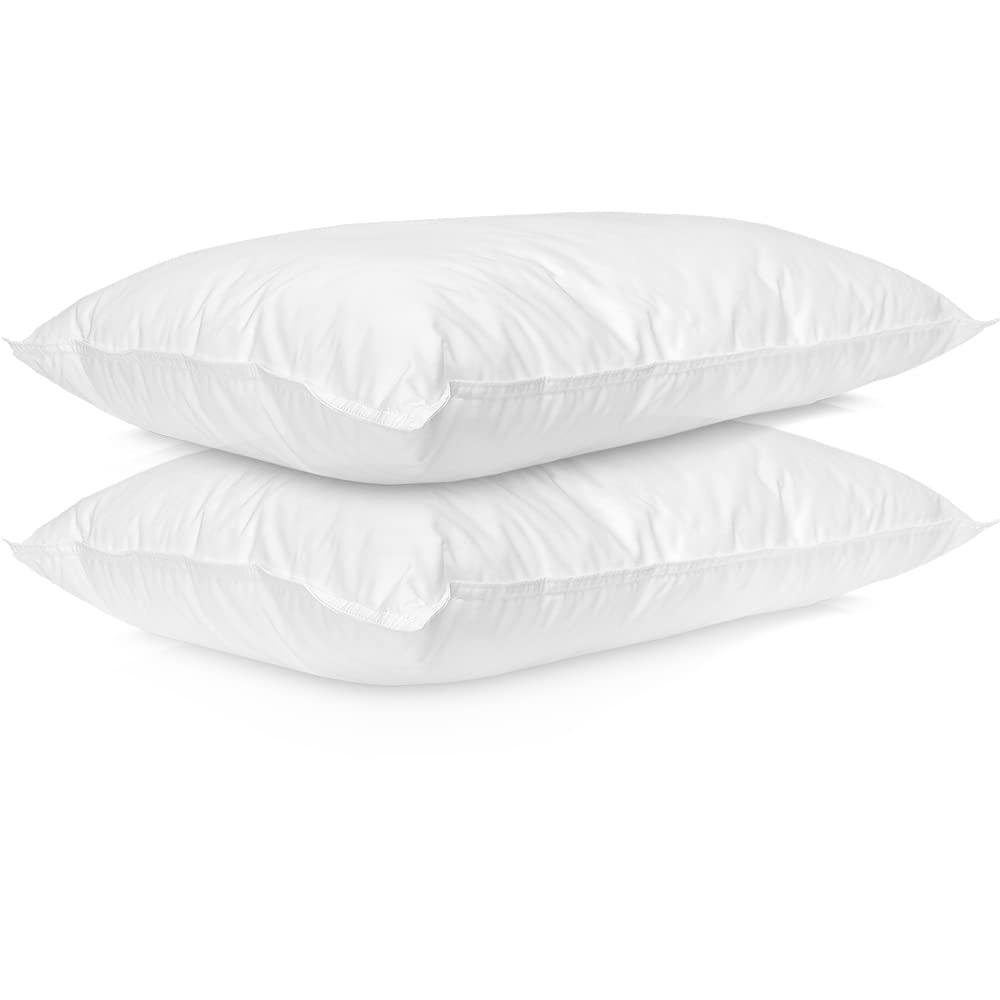 Lancashire Textiles Superbounce Hotel Quality Pillow Pair | Hypoallergenic Hollowfibre Filling, Polycotton Casing | Support for All Sleep Positions, Anti-Dust Mite – W74 x L48cm