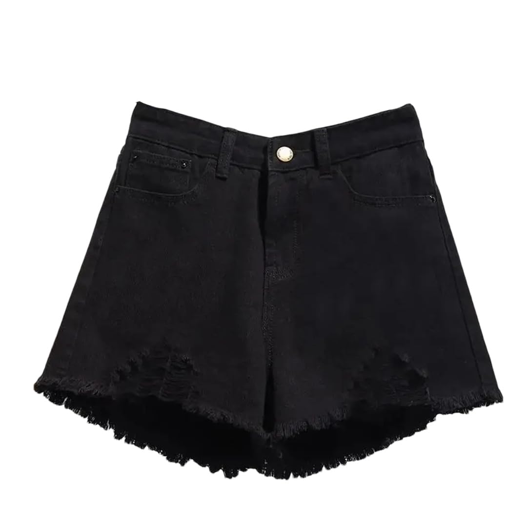 Short d'été taille haute confortable avec franges pour silhouette XL