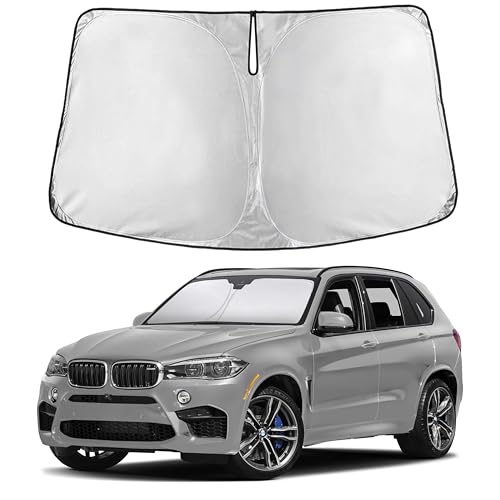 Image of EcoNour Windshield Sun Shade Compatible for BMW X5 2014-2018 Front Window Sunshade Foldable Sun Visor UV & Heat Blocking Protection