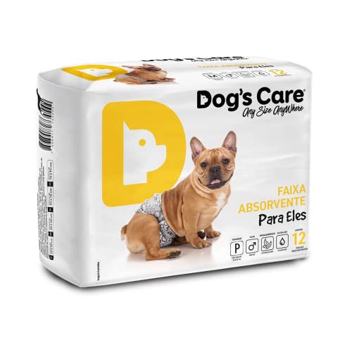 Kit com 36 Fraldas Descartáveis Dog's Care - Cães Macho - Tamanho P