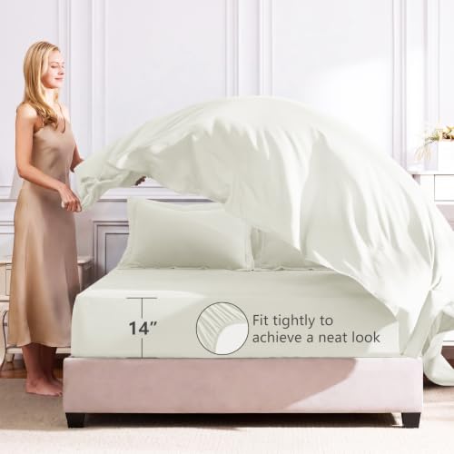 Image of CozyLux Full Size Comforter Sets Ivory - 7 Pieces Bed in a Bag Full, Luxury Soft Bed Set for All Seasons, Bedding Set with Down Alternative Comforter, Sheets, Pillowcases & Shams