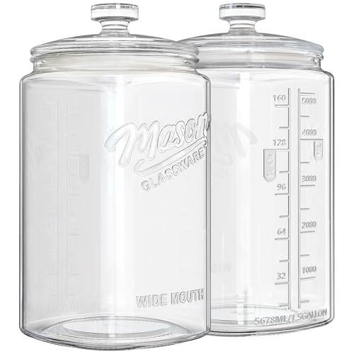 Ritayedet 2 Pack 1.5 Gallon Glass Jar with Lid, Wide Mouth Mason Jar