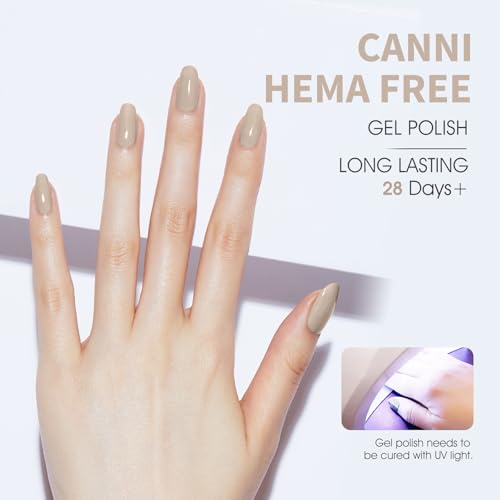 Image of CANNI Nude Gel Nail Polish, 1Pcs Nude Gel Polish Light Brown Color Nail Polish High Gloss Soak Off U V Nail Manicure Salon DIY