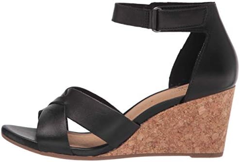 Clarks Women's Margee Gracie Wedge Sandal, Black Leather, 7.5 | Image 7