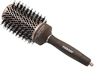 FIXBODY Boar Bristles Round Hair Brush, Nano Thermal Ceramic & Ionic Tech & Anti-Static, Roller Hairbrush for Blow Drying, Curling, Straightening, Add Volume & Shine (3.3 inch, Barrel 2 inch)