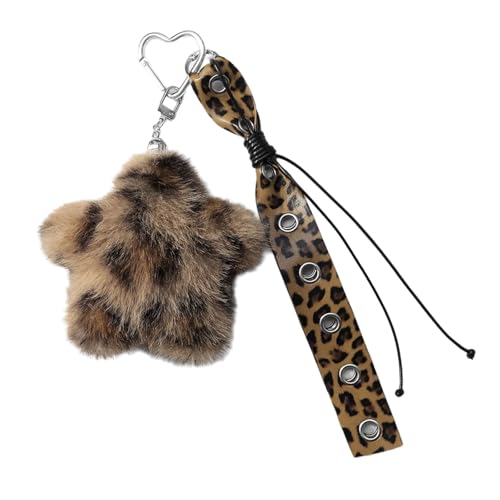 Porte-clés breloque cœur étoile et pendentif en peluche pour décoration de sac