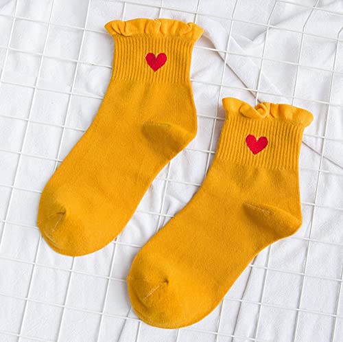 Ceoon 3/5 Pairs Cute Heart Socks Ruffle Socks Ankle Socks For Women Crew Socks Gifts For Womens Socks (Multicolor-2) #TOP1