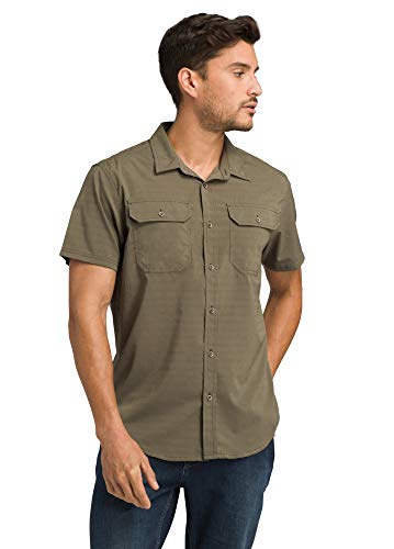 Prana Men's Cayman Short Sleeve, Cargo Green, Small #TOP8