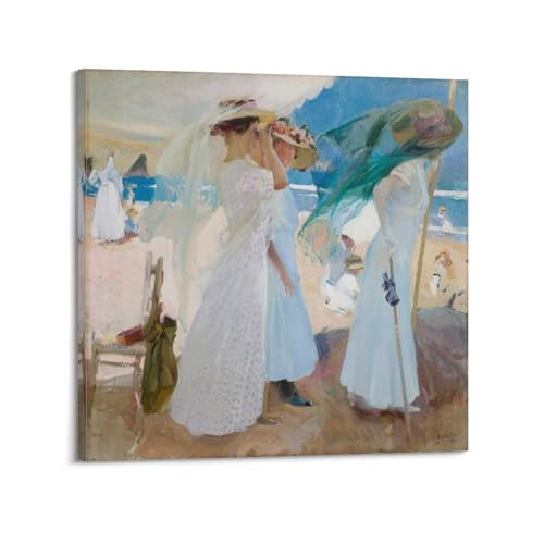 Toile Joaquin Sorolla The Awning Zarauz haut de gamme, décoration murale artistique 60x60