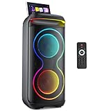 JYX Caixa de Som Grande para Adultos, Partybox com Luz de Disco LED, Suporte para Entrada BT/USB/AUX/Cartão TF/TWS, Remoto, Perfeita para Uso ao Ar Livre, Casa e Subwoofers de Palco, 6500mAh, 90V-240V