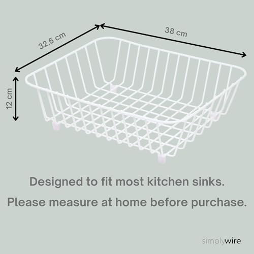 simplywire – Kitchen Sink Basket – Dish Drainer – White Plastic Coated Steel - Image 3