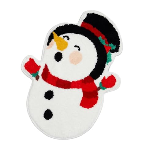 クリスマスマット | クリスマスツリー バスルームマット | 可愛い雪だるまデザイン 洗える 滑り止め フロアマット 玄関 バスタブ リビング シャワー トイレ キッチン用 | ホリデーデコレーション