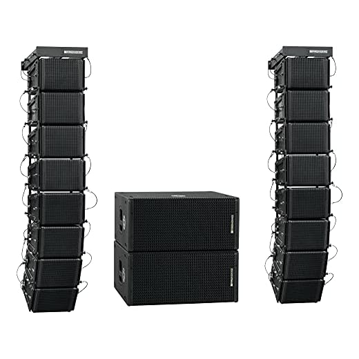 Pronomic V-Array Club Set - Aktives PA-System mit 1680 Watt (RMS) - Geeignet bis ca. 300 Zuhörer - 2X Subwoofer mit je 2X 10 Lautsprecher - 16x Topteil mit je 4" Lautsprecher + Hochtöner