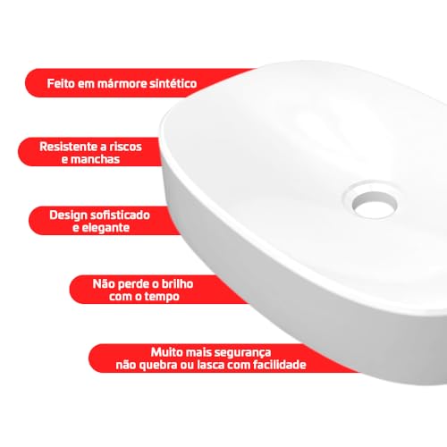 Cuba Pia De Apoio Oval 44x29 Zenn Branca Para Banheiro - Cozimax