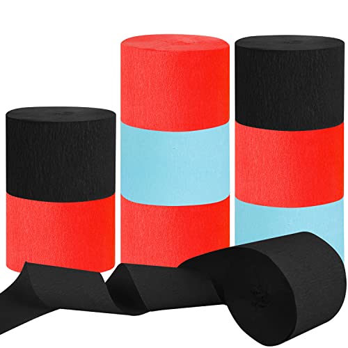 8 Rolls Crepe Paper Streamers Including Blue, Red,Black Party Streamers For Baby Shower Birthday Nursery Party Decorations Diy Art Project Supplies #TOP14